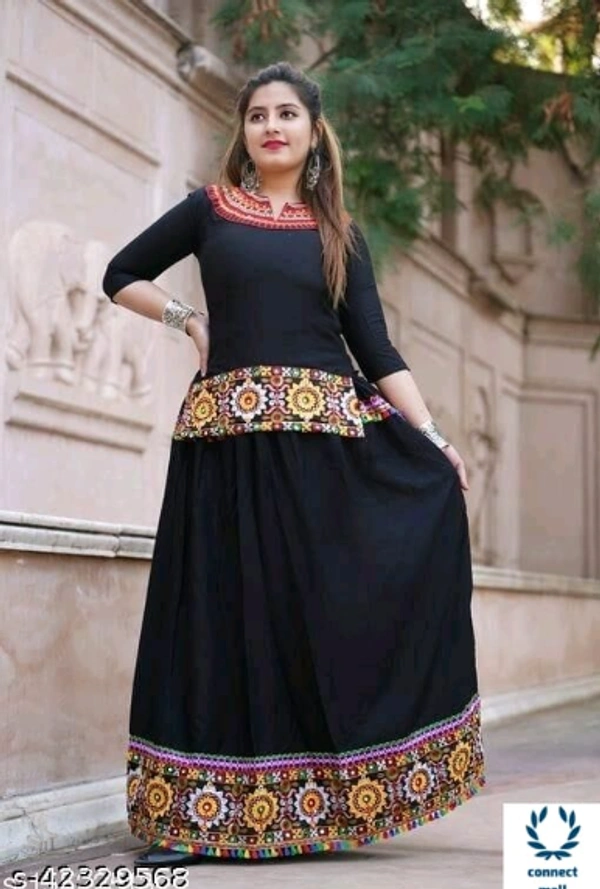 Stylish RETRO Women Ethenic Embroidered Rayon Skirts And Tops - XL